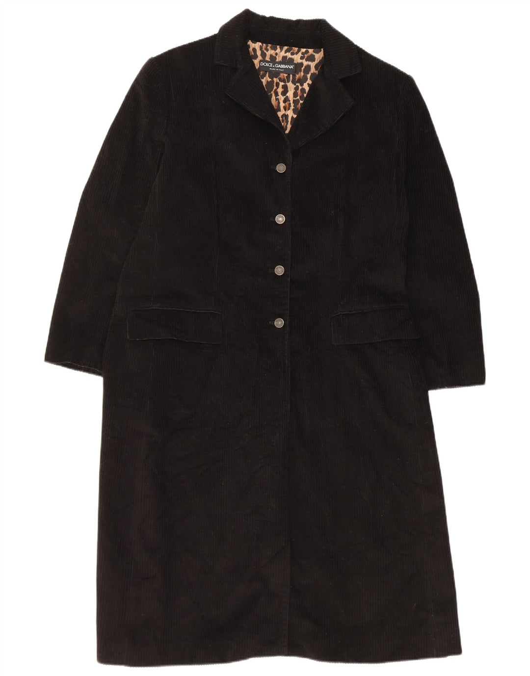 Dolce & Gabbana Abrigo De Pana Para Mujer IT 44 Clásico De Algodón Negro Medio