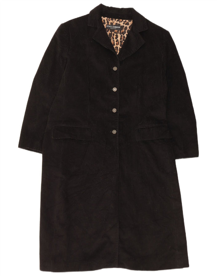 Dolce & Gabbana Abrigo De Pana Para Mujer IT 44 Clásico De Algodón Negro Medio