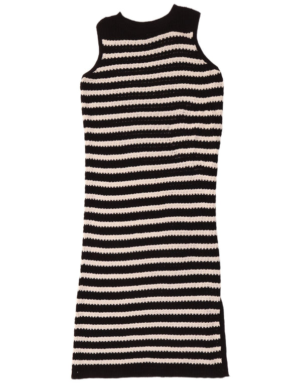 Marks & Spencer Vestido tipo jersey sin mangas para mujer UK 44 Grande Negro a rayas