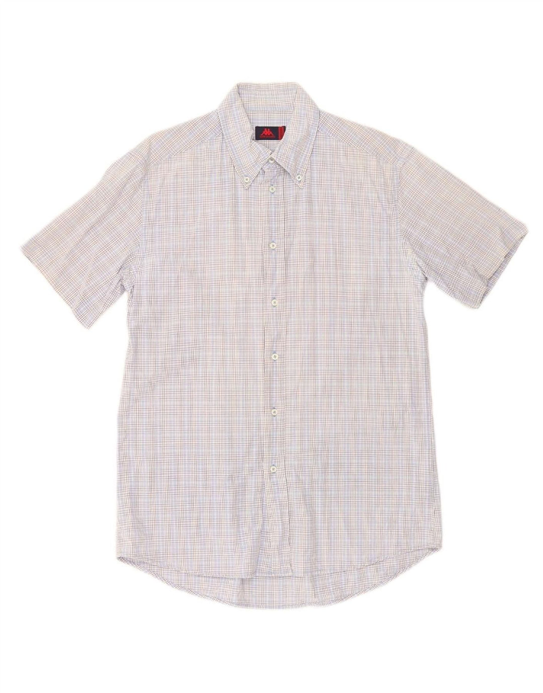 KAPPA Mens Short Sleeve Shirt Medium Blue Check Cotton