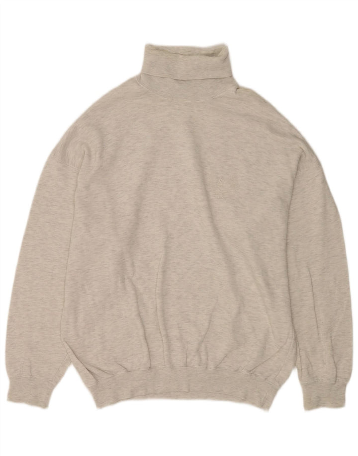 C & A Jersey con cuello vuelto para hombre, jersey de algodón moteado gris grande