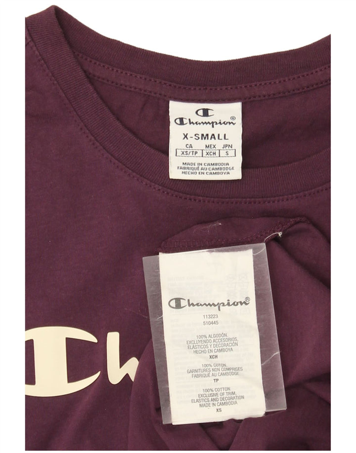 Champion Camiseta gráfica para mujer Top UK 6 XS Algodón morado