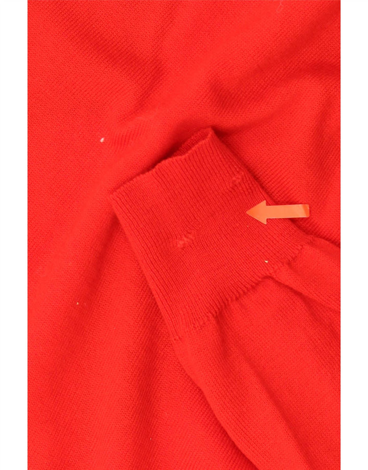 VINTAGE Hombres V-Cuello Jumper Suéter Medio Rojo Argyle/Diamante