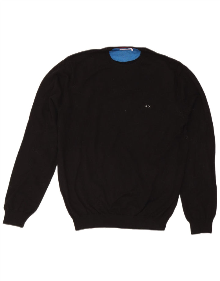 Sun68 Jersey De Cuello Redondo Para Hombre De Lana Negra Mediana