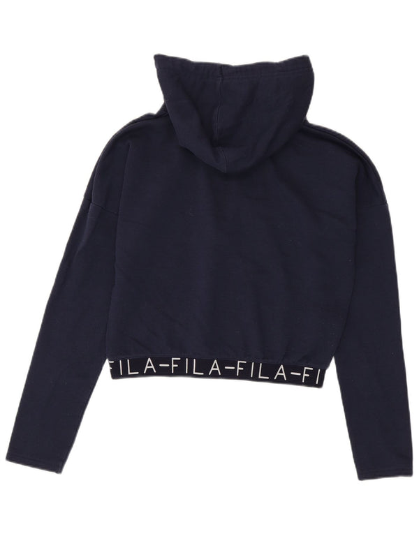 Fila Mujer Graphic Crop Sudadera con capucha Jumper UK 10 Small Azul Marino Algodón