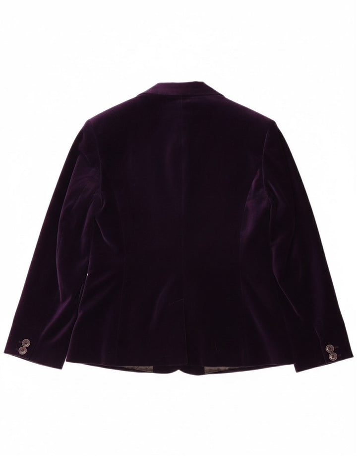 LAURA ASHLEY Chaqueta Blazer de Terciopelo con 2 Botones para Mujer UK 40 Grande Púrpura