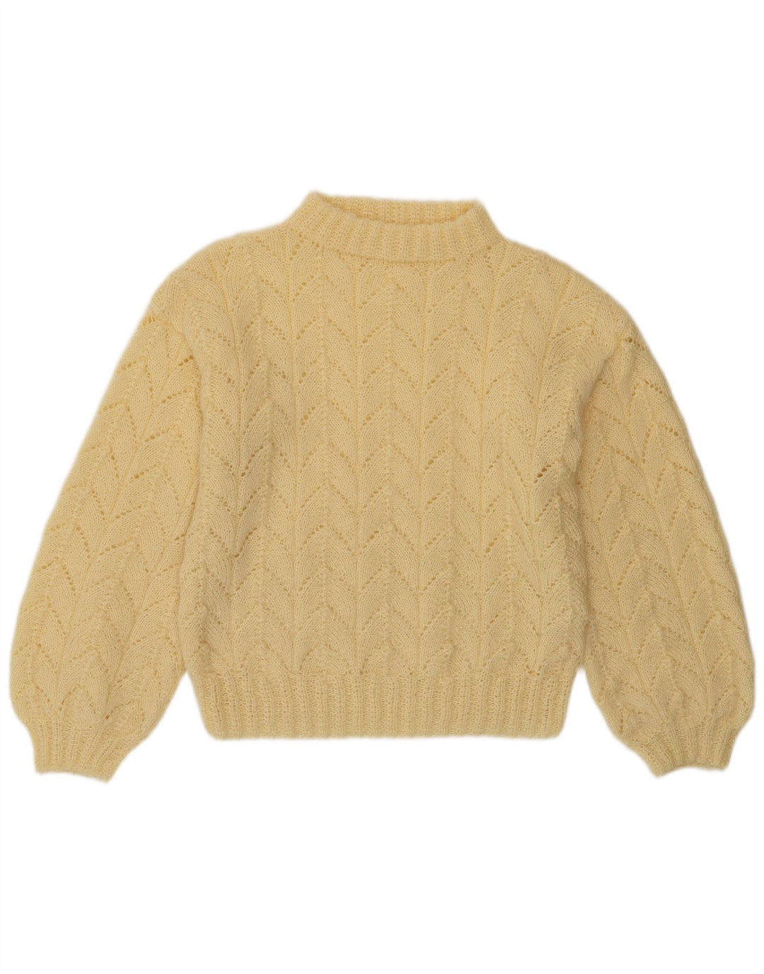 Vintage mujer tortuga cuello jersey suéter Reino Unido 14 amarillo medio