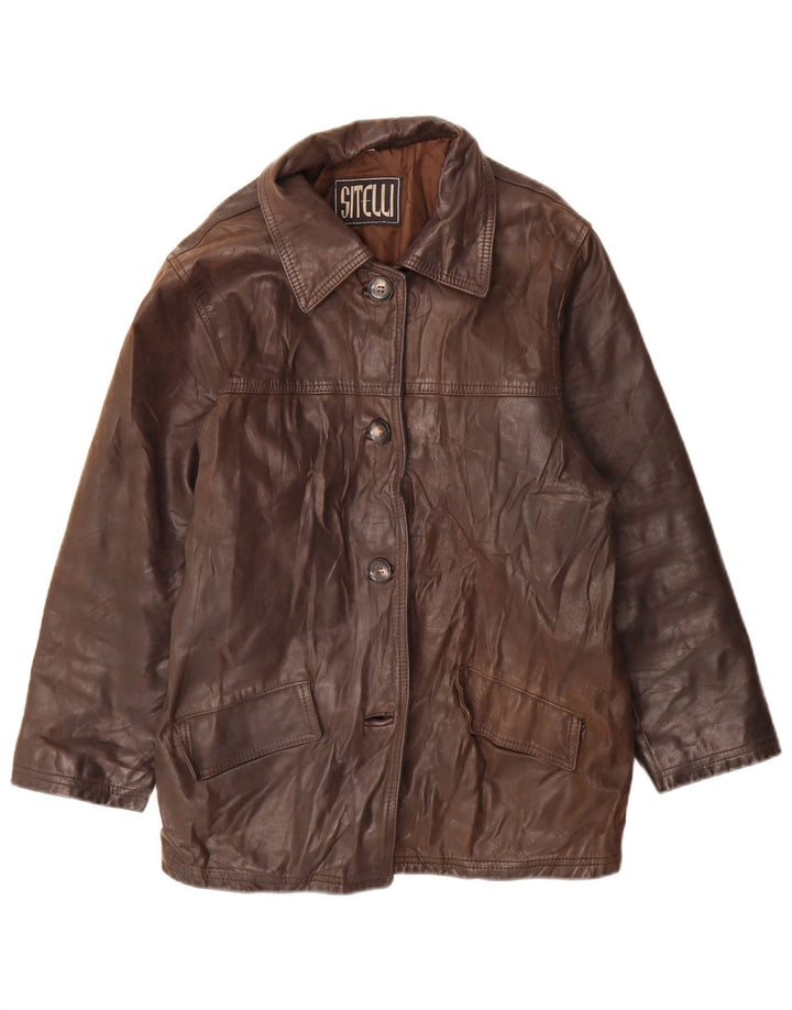 Sitelli Chaqueta de cuero para mujer UK 42 Marrón medio