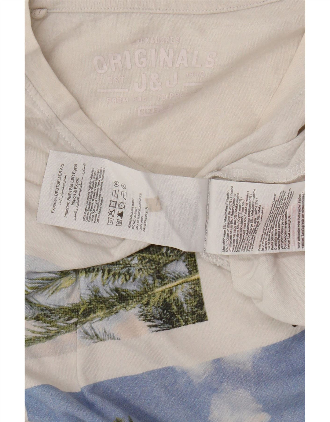 JACK & JONES Hombre Camiseta Gráfica Top XL Blanco Algodón