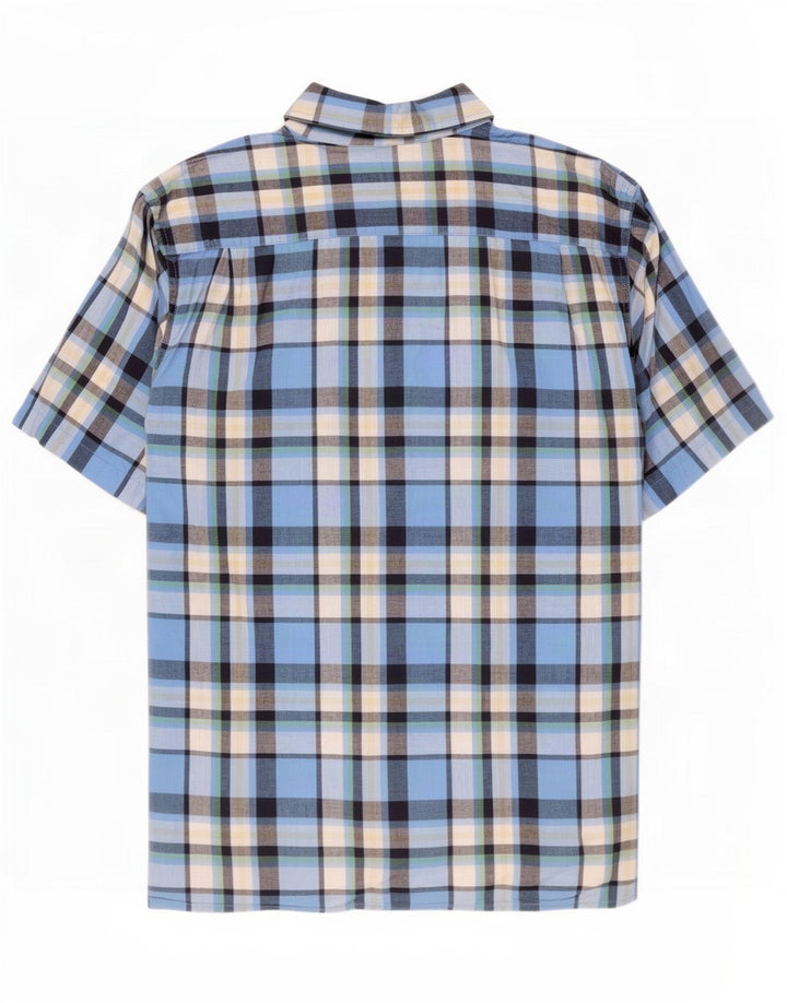 Wrangler Hombre Camisa De Manga Corta De Algodón A Cuadros Azul Medio