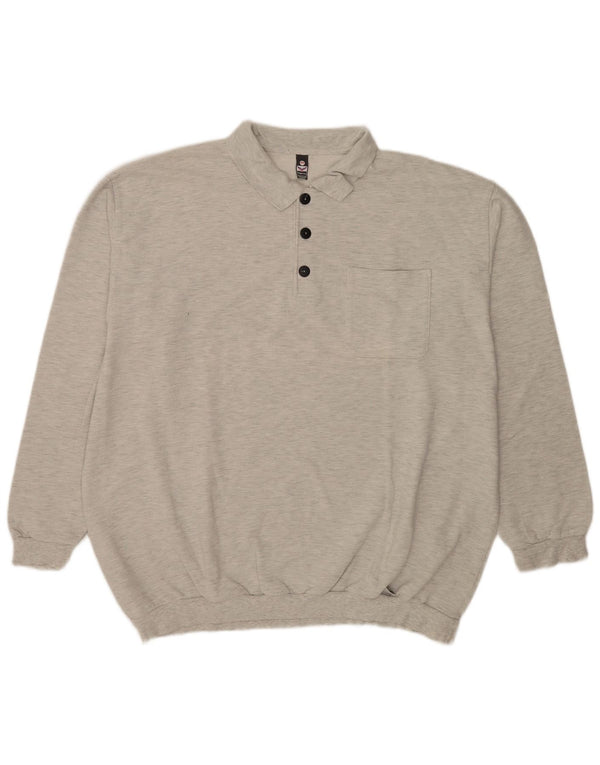 Trigema - Sudadera con cuello tipo polo para hombre, talla 3XL, algodón moteado gris