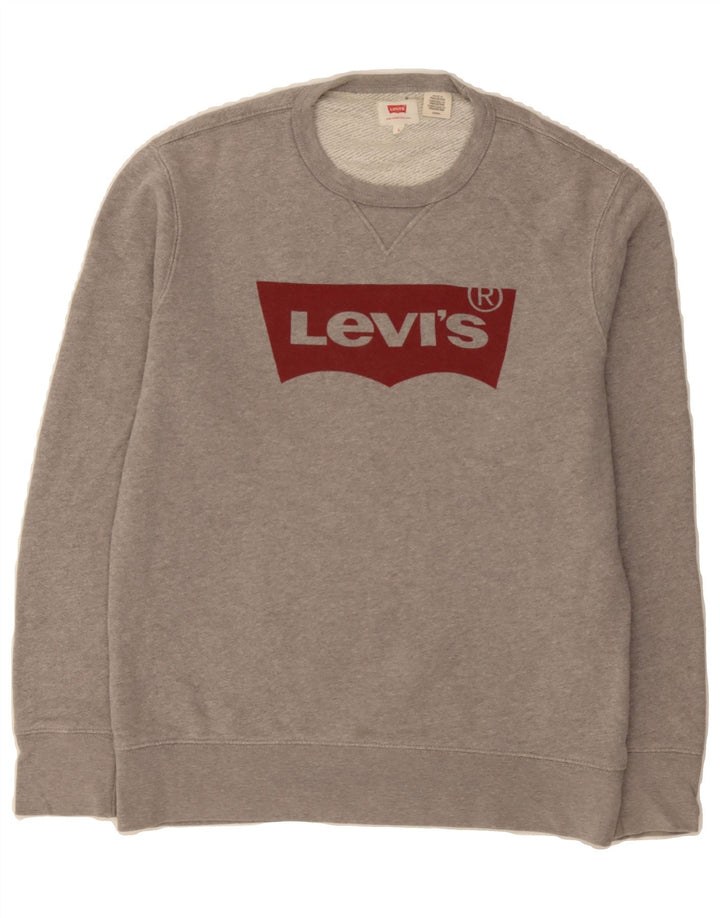 LEVI'S Mens Graphic Sweatshirt Jumper Small Grey Cotton Vintage Levi's and Second-Hand Levi's from Messina Hembry 