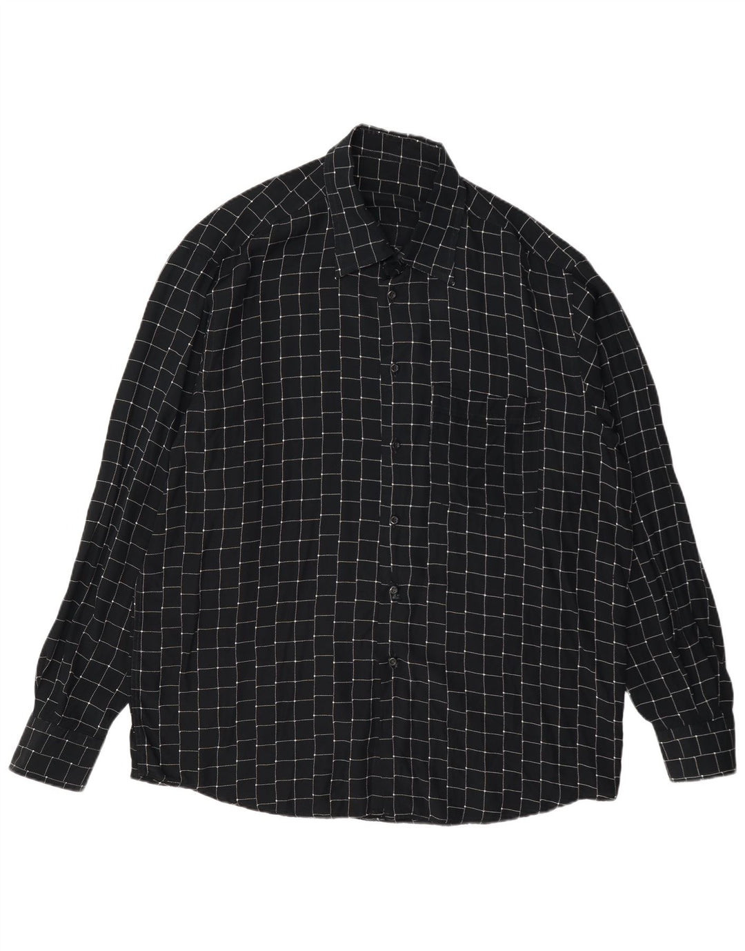 Camisa vintage para hombre Viscosa geométrica negra grande