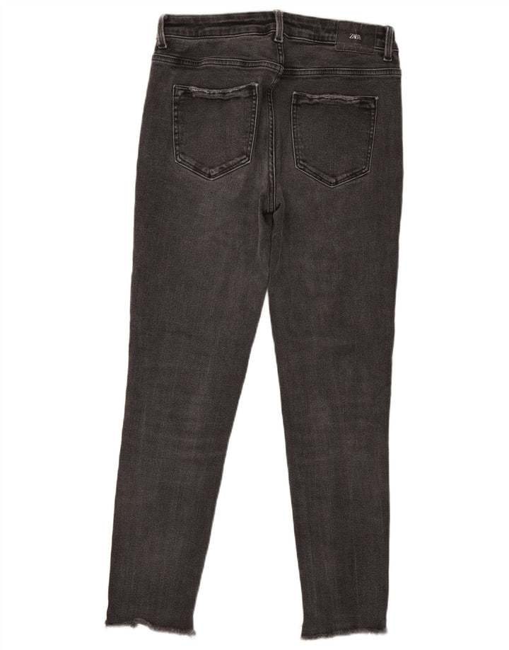 Zara Jeans Ajustados Desgastados para Mujer EU 40 Medium W30 L27 Gris