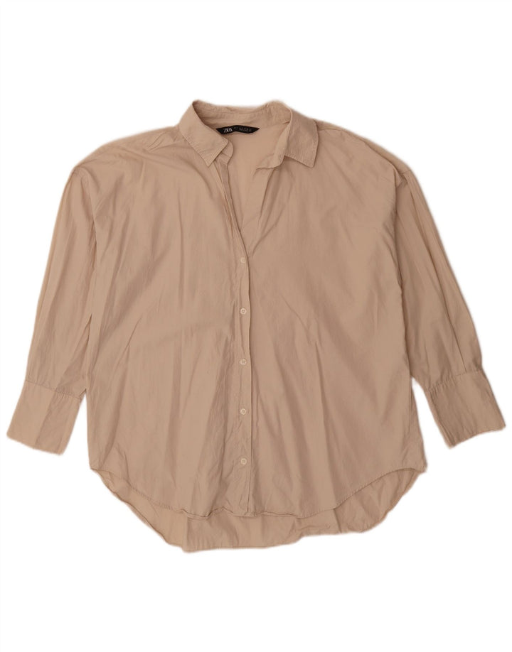 Zara Mujer Camisa Extragrande UK 10 Small Beige