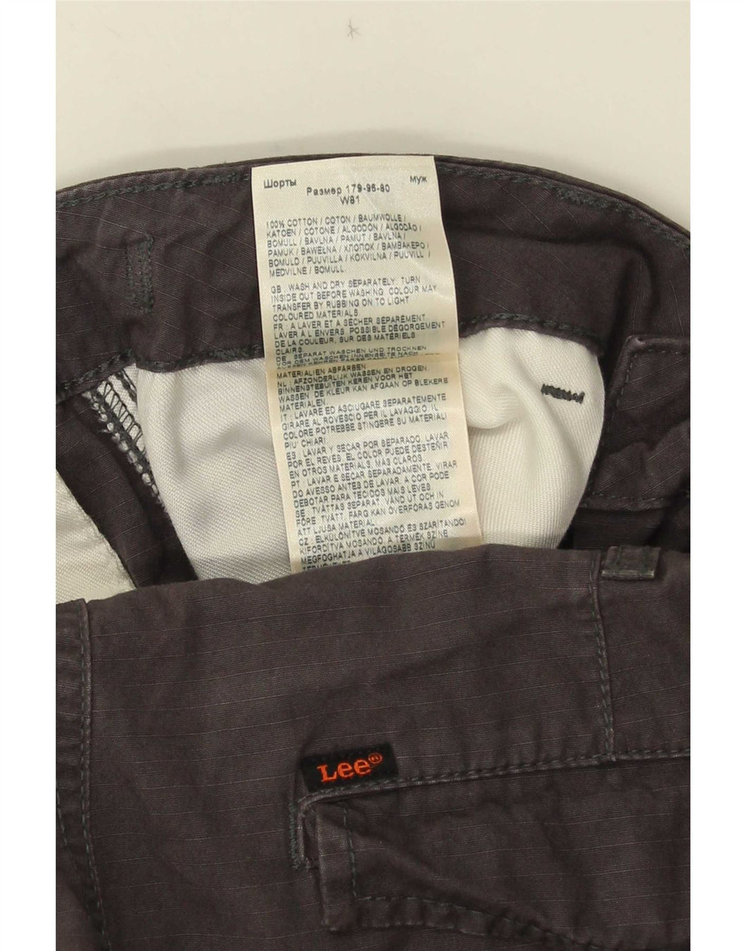 Pantalones cortos tipo cargo Lee para hombre W32 de algodón gris medio