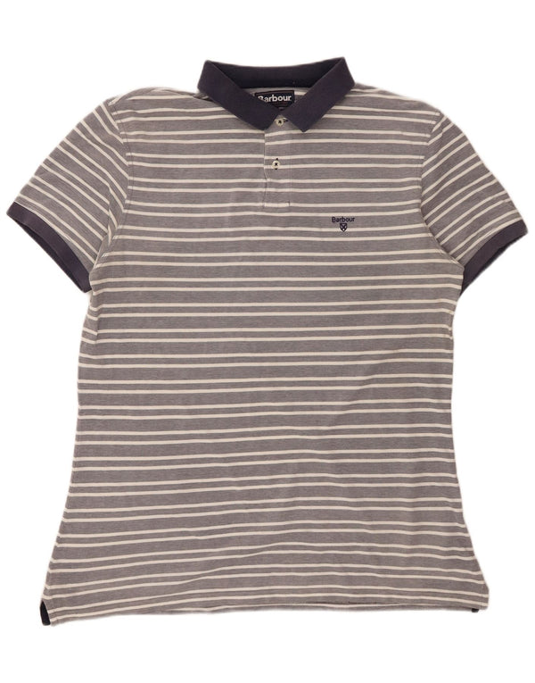 Barbour Polo Hombre XL Algodón Rayas Gris