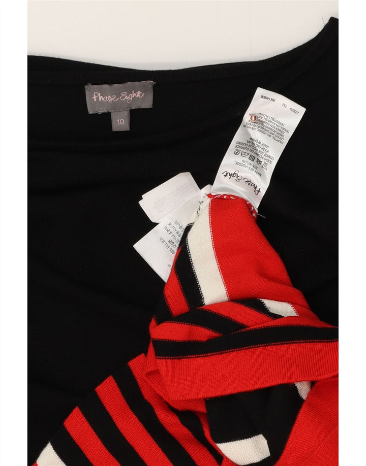 PHASE EIGHT Vestido tipo jersey de manga 3/4 para mujer UK 40 Small Black Stripes