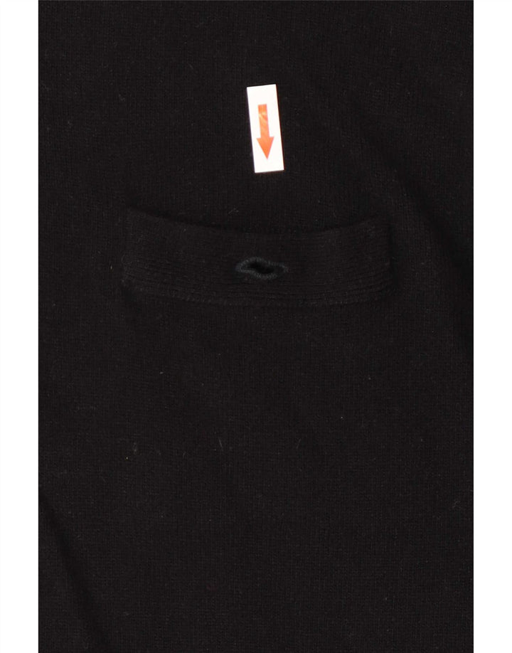 Jaeger Suéter tipo jersey con cuello y botones para mujer EU 38 Medium Black Lambswool