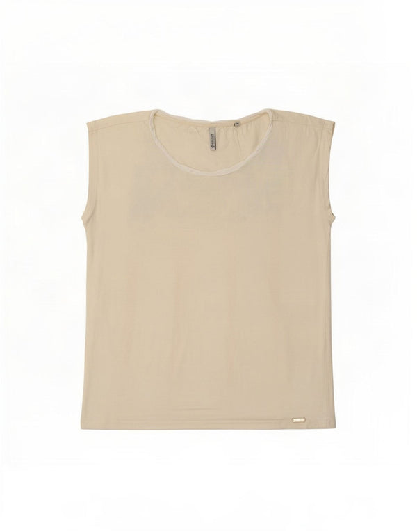 Woolrich Camiseta para mujer Top UK 12 Medium Off White Algodón