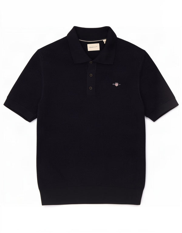 Gant Jersey de manga corta con cuello tipo polo para hombre, talla pequeña, algodón azul marino