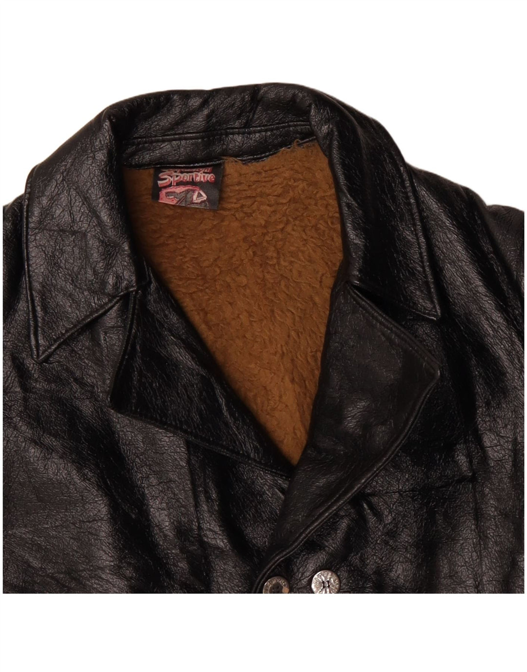 VINTAGE Chaqueta de cuero Sherpa para hombre Reino Unido 38 Mediano Negro