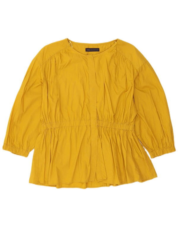 Marks & Spencer Blusa de manga 3/4 para mujer UK 44 Grande Algodón amarillo