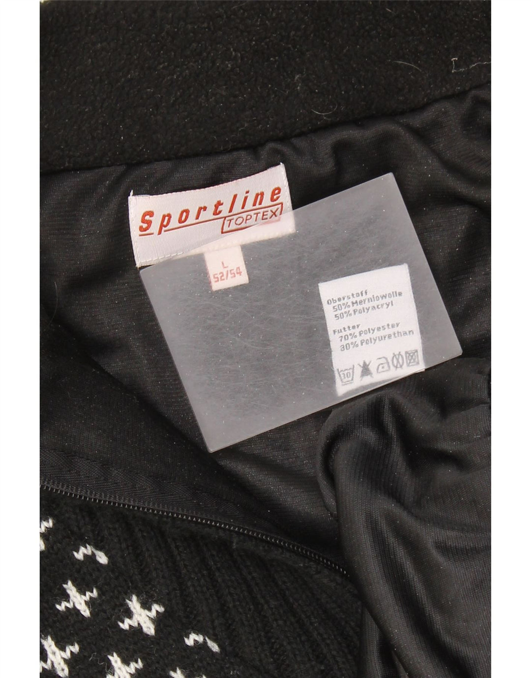 VINTAGE Hombres Zip Neck Jumper Suéter IT 52/54 Grande Negro Fair Isle