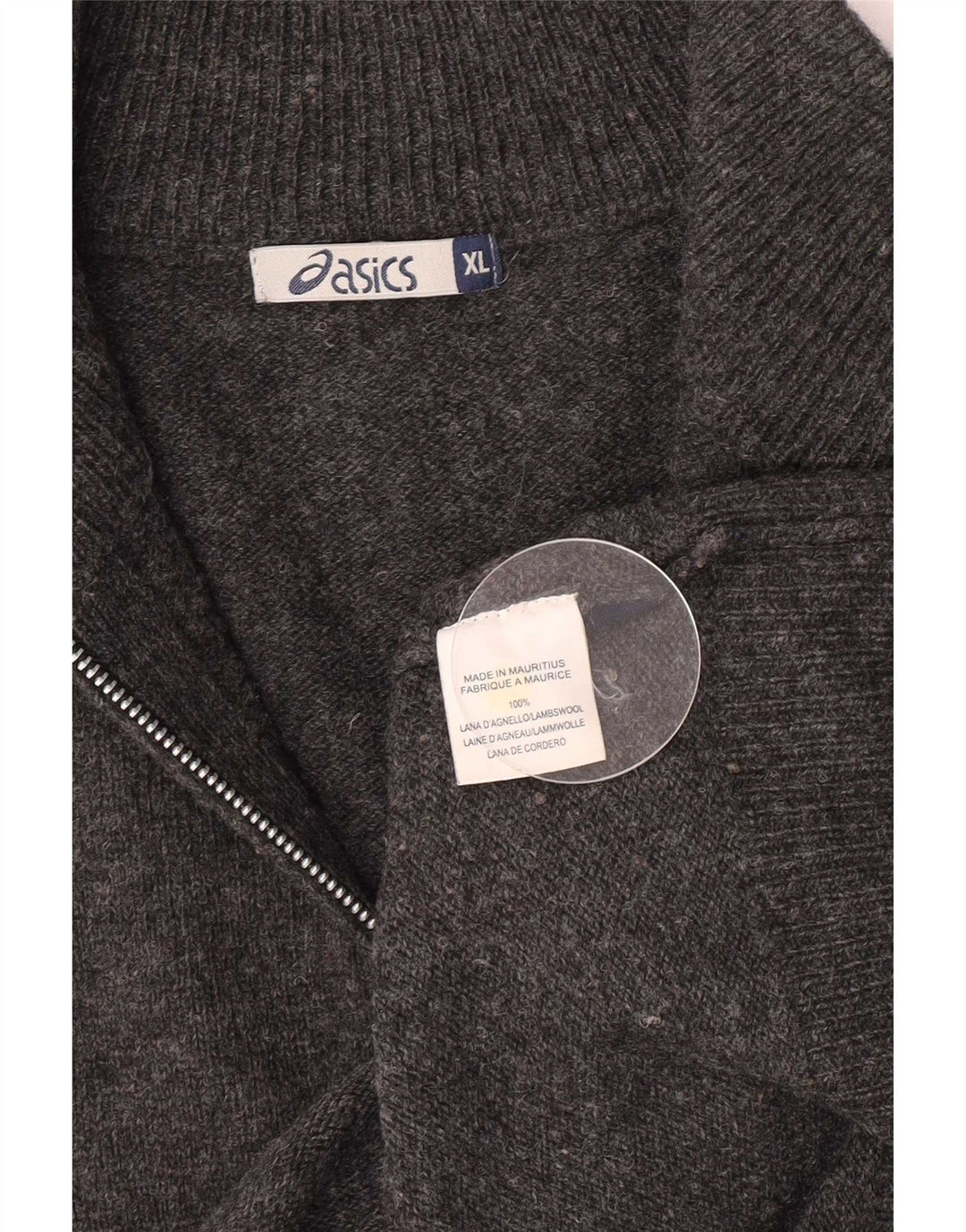Asics Hombre Zip Neck Jumper Sweater XL Gris Lana De Cordero