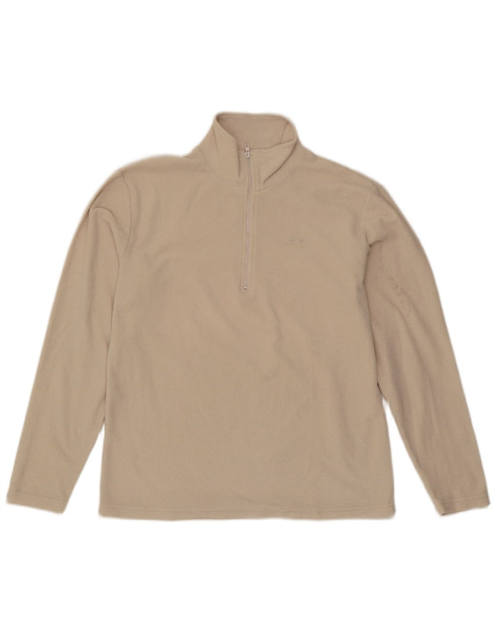 Asics - Jersey de forro polar con cremallera para mujer, talla 40, talla grande, poliéster blanco roto