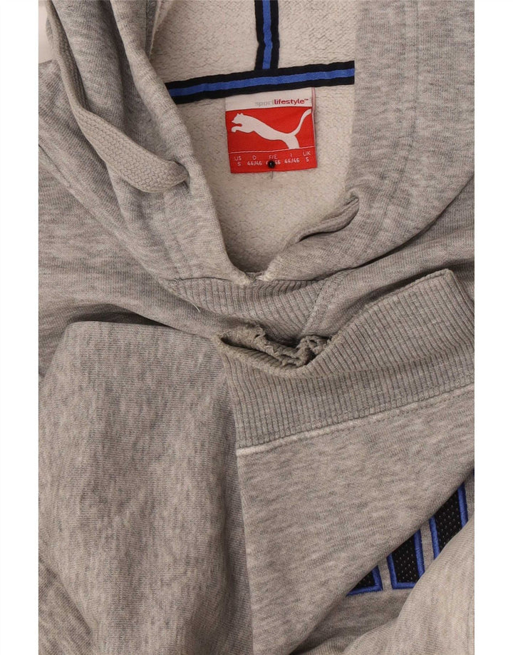 Puma Sudadera con capucha gráfica para hombre, talla pequeña, gris moteado