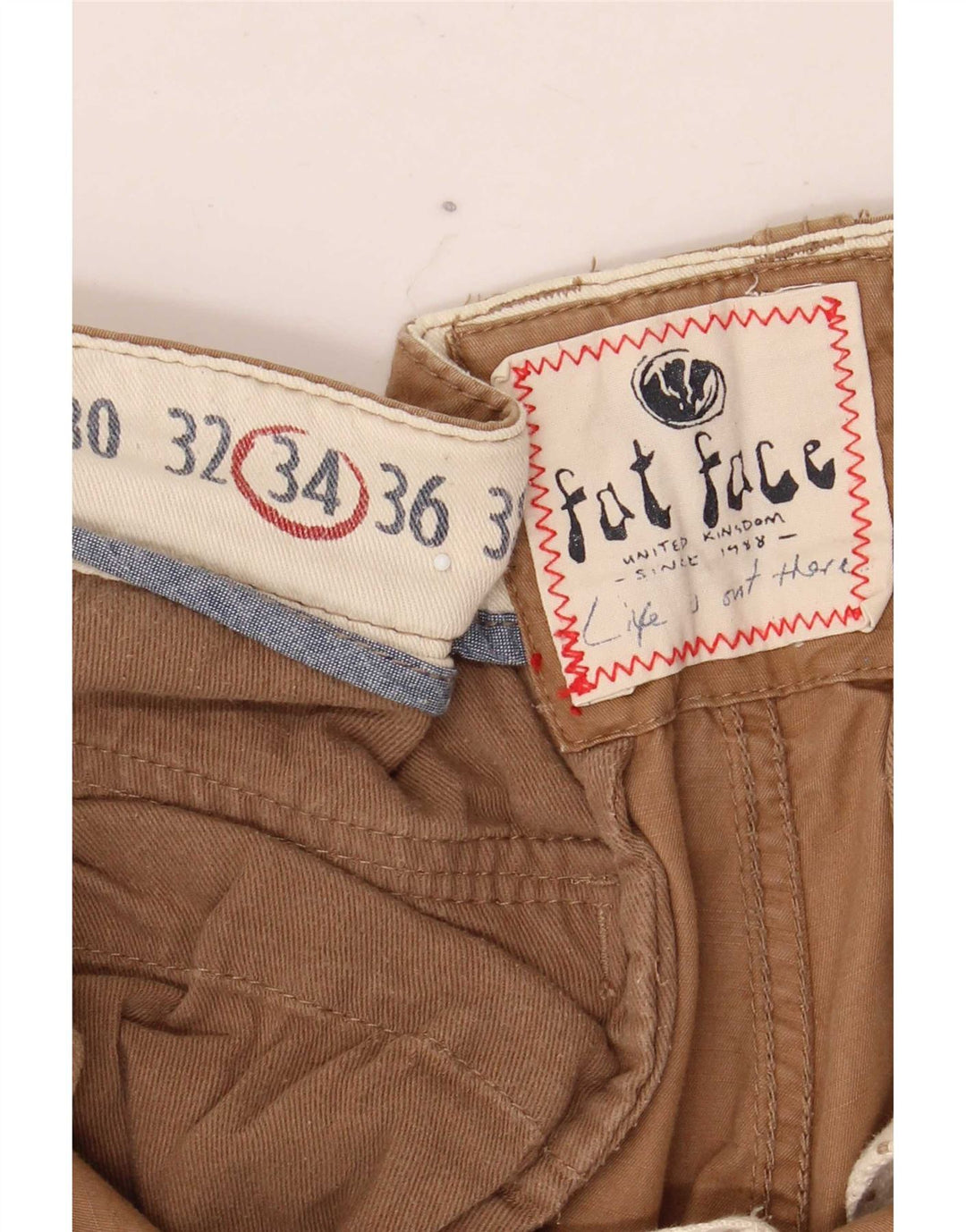 Pantalones cortos tipo cargo para hombre Fat Face W34 Algodón marrón grande
