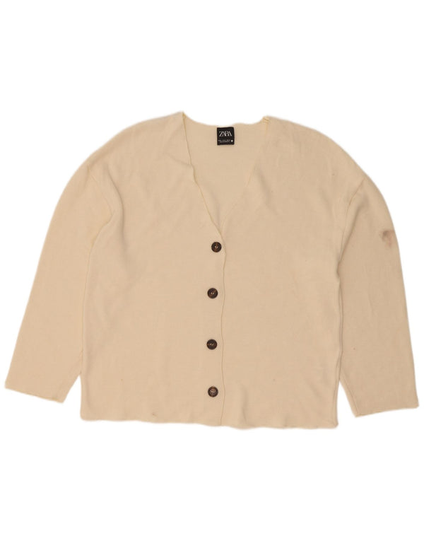 Zara Mujer Cárdigan Top UK 40 Medio Off White Viscosa