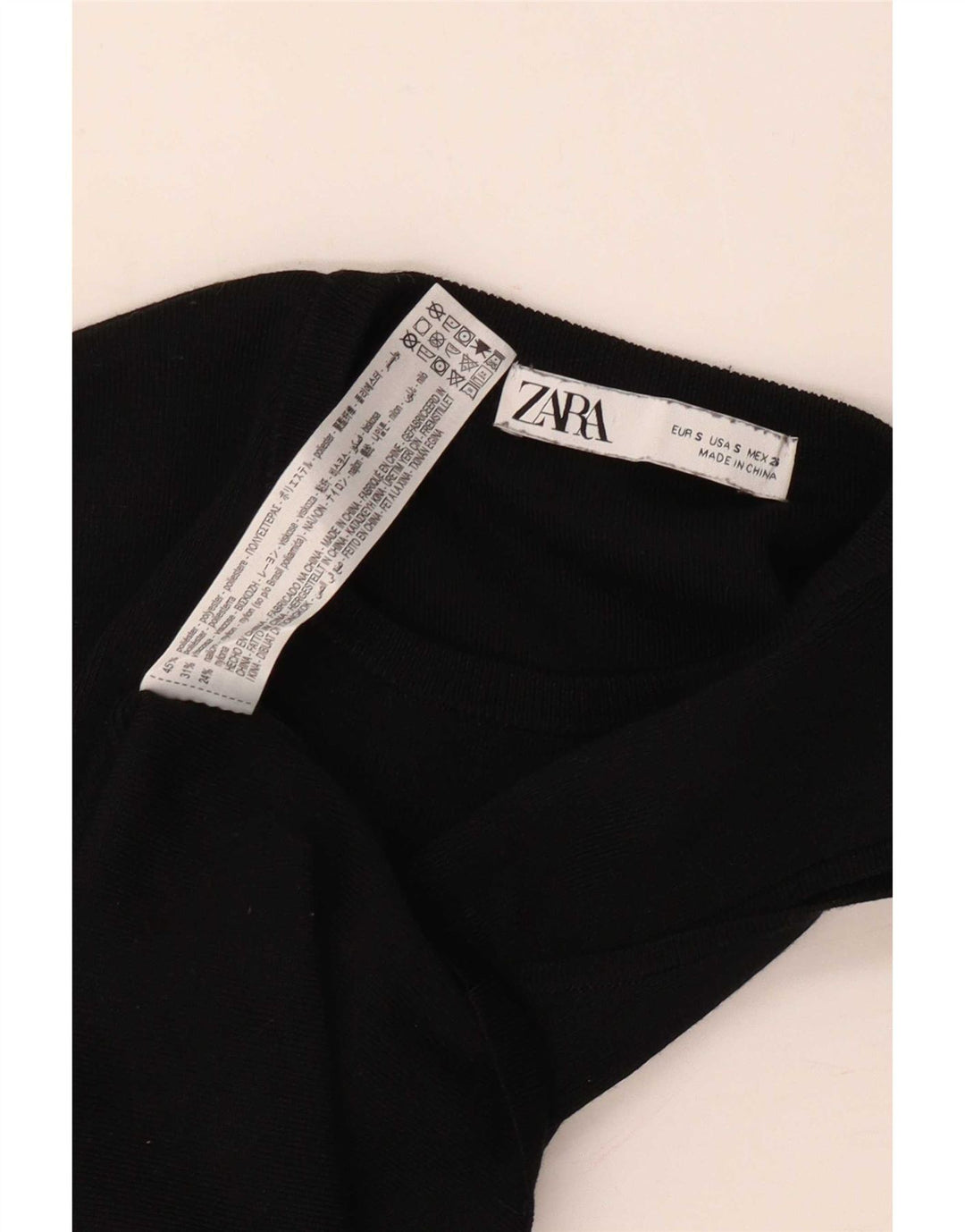Zara Mujer Crop Vest Top UK 8 Small Poliéster Negro