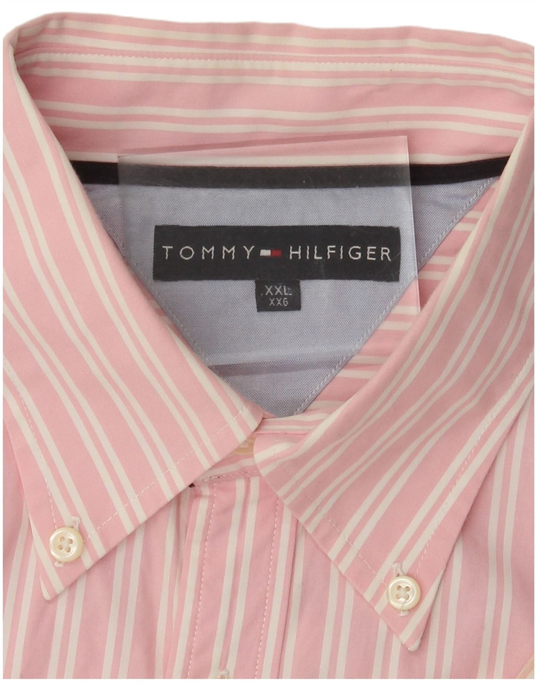 Tommy Hilfiger Camisa para hombre 2XL Rosa Pinstripe