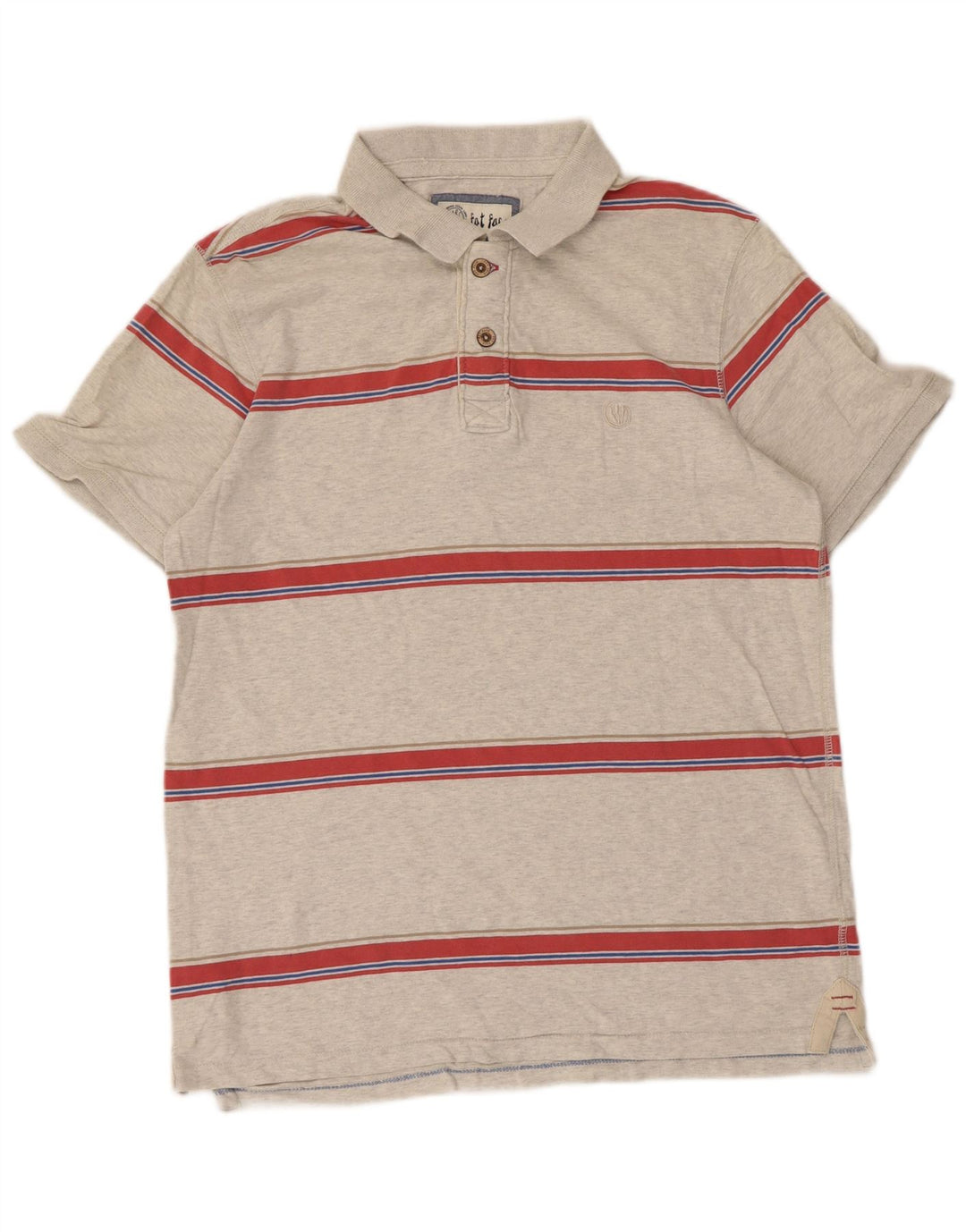 Polo de hombre Fat Face de algodón a rayas grises pequeño