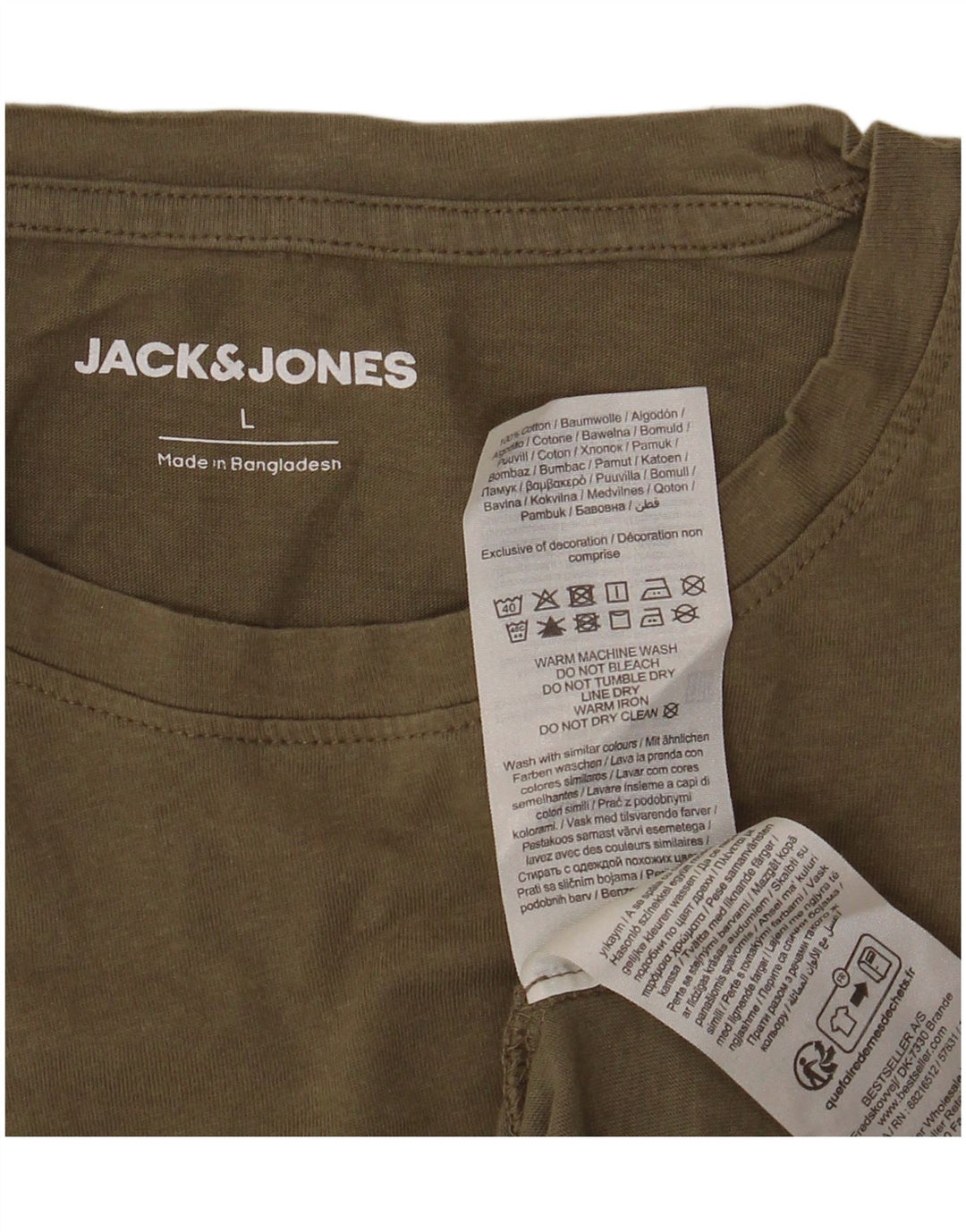 JACK & JONES Hombre Camiseta Top Grande Verde Algodón