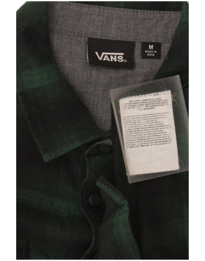 VANS Hombre Camisa de franela de algodón a cuadros verde medio