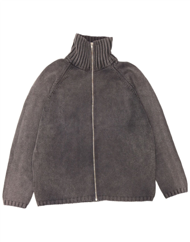 Zara Hombre Cárdigan Sueter Grande Gris Algodón