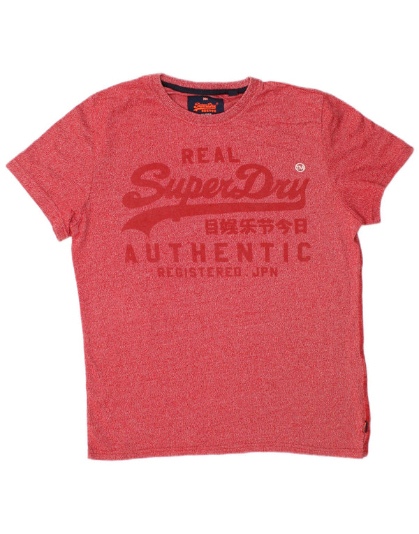 Superdry Camiseta con estampado gráfico para hombre, talla grande, de algodón moteado en rojo