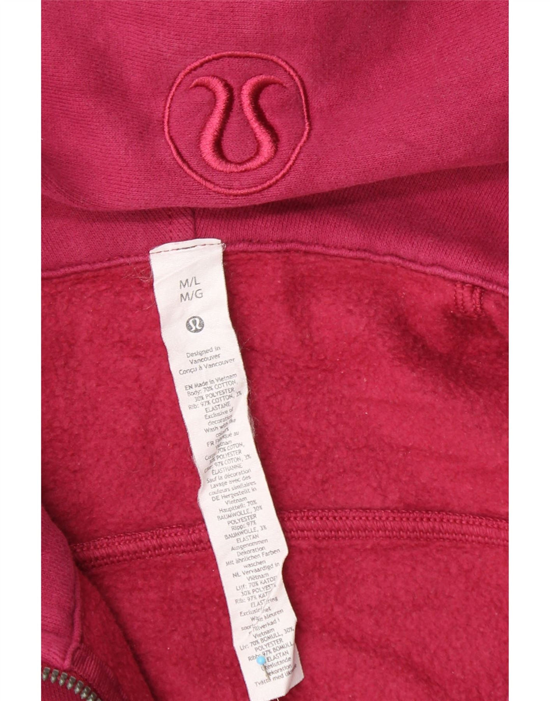 LULULEMON Jersey con capucha de gran tamaño para mujer UK 14 Medium Borgoña