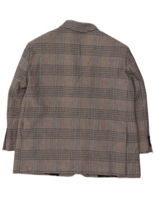 Zara Chaqueta Blazer Extragrande De 2 Botones para Mujer UK 6 XS Viscosa A Cuadros Gris