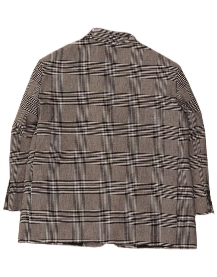 Zara Chaqueta Blazer Extragrande De 2 Botones para Mujer UK 6 XS Viscosa A Cuadros Gris