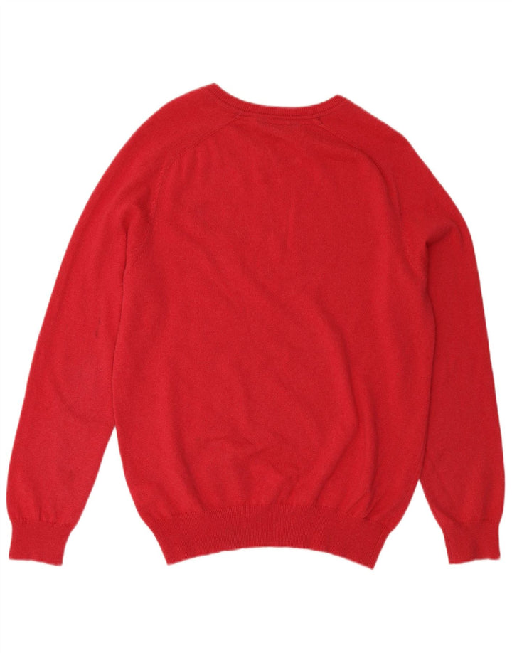 CREW CLOTHING Suéter con Cuello en V para Hombre Lana Merino Roja Mediana