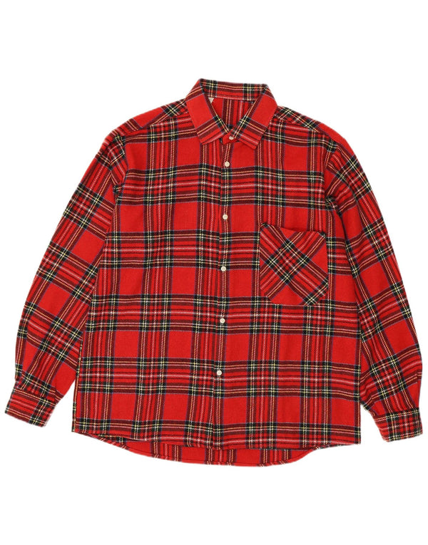 VINTAGE camisa de franela para hombre a cuadros rojos grandes