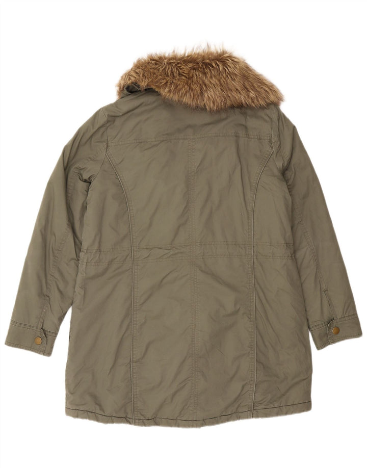 Laura Ashley Chaqueta Parka para Mujer Reino Unido 12 Algodón Caqui Mediano
