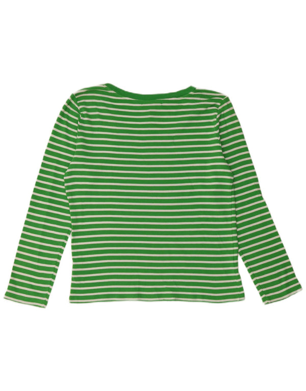 RALPH LAUREN Top Mujer Manga Larga UK 18 XL Algodón A Rayas Verde