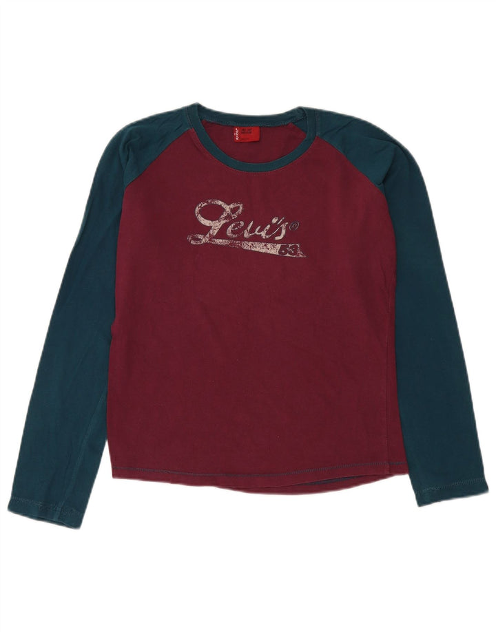 Levi's Top gráfico para mujer de manga larga UK 44 Medium Borgoña Colorblock