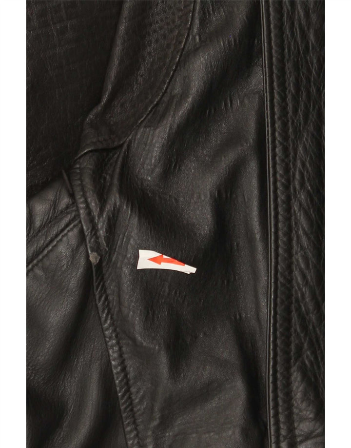 Vintage hombres chaqueta de cuero suelta ajuste IT 46 cuero negro pequeño