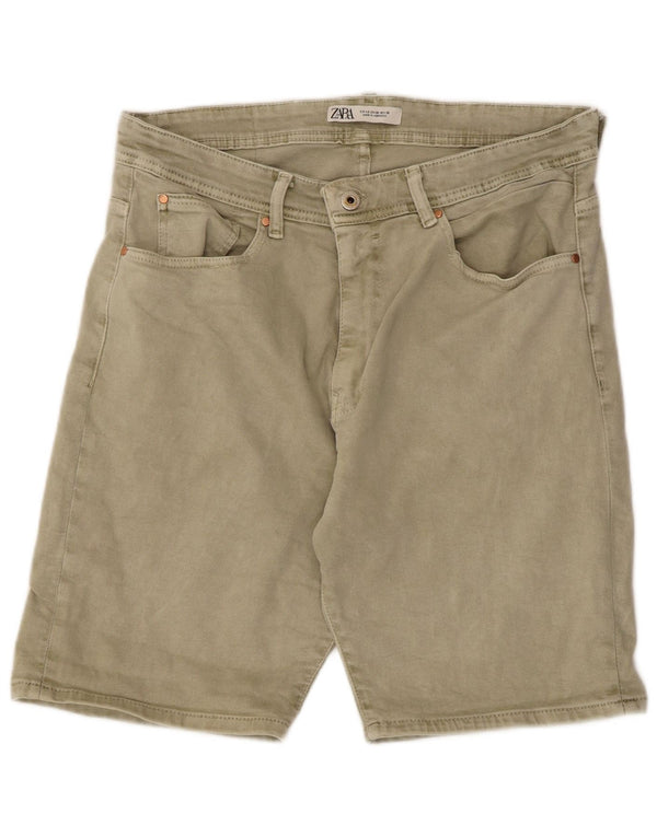 Zara Pantalones cortos vaqueros para hombre EU 46 XL W36 Caqui Algodón